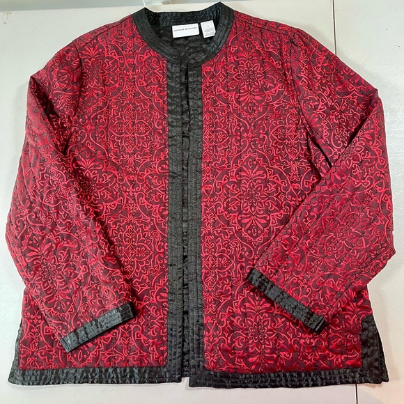 Alfred Dunner Quilted Red and Black Patterned Blazer, size 14 - Picture 9 of 11